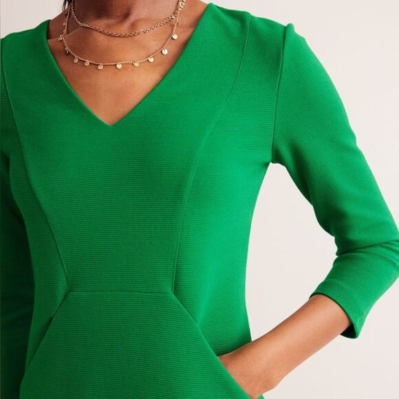 Boden Bronte Jersey Dress Cotton Blend Pink Ribbed V Neck 6 Tall - Picture 10 of 11